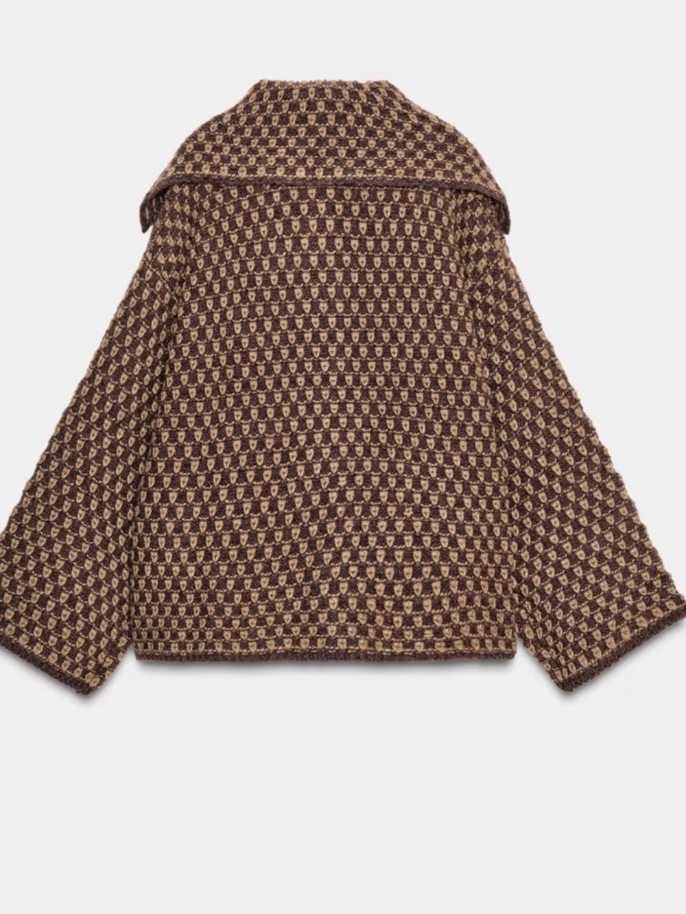 Zara Oversized Knit Jacket Mink Brown - Picture 9 of 12